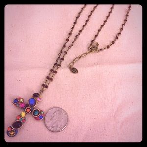 Michal Golan Multi Bright Colorful Cross Necklace