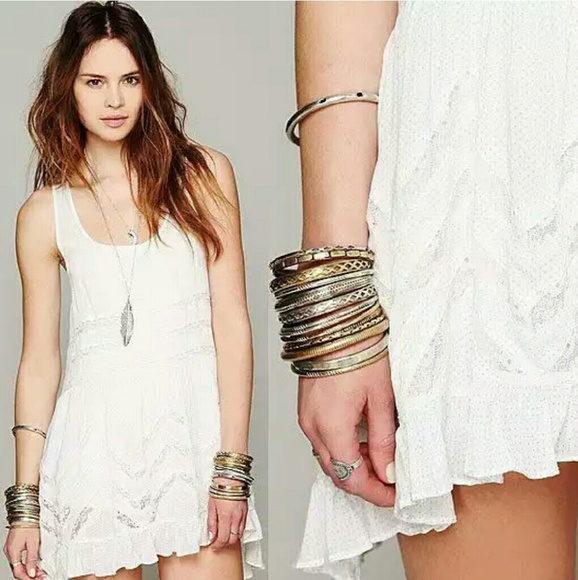 Free People White Grey Trapeze Slip - Picture 2 of 4