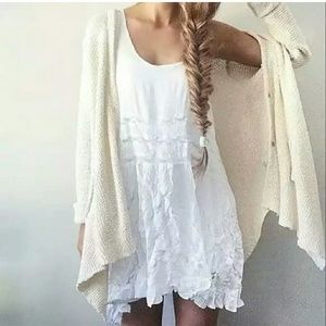 Free People White Grey Trapeze Slip