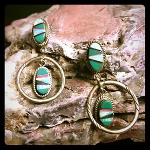 Vintage sterling silver opal native tribal boho