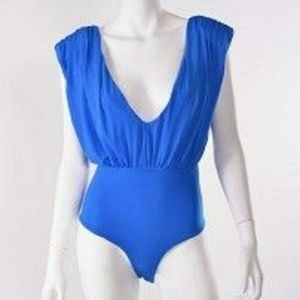 Deep Plunge Bodysuit with Shoulder Pads