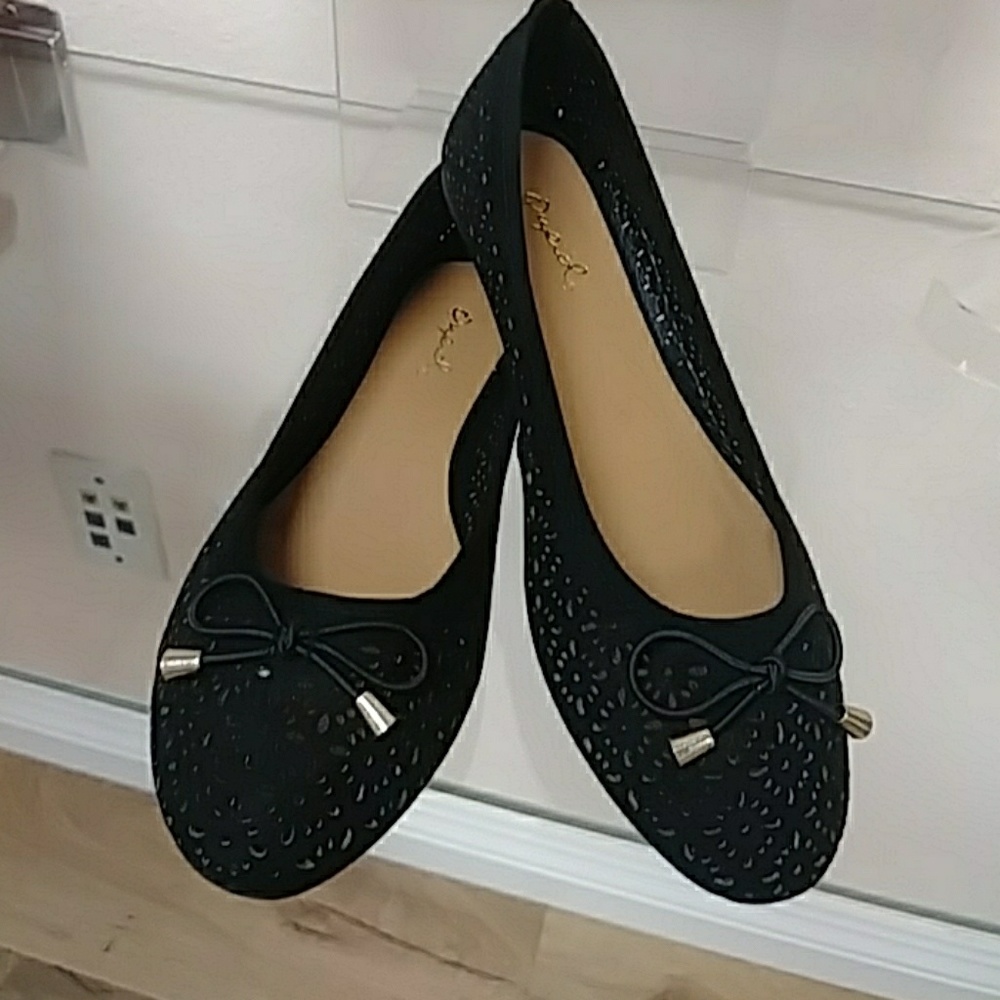 Qupid Black suede flats Sale!