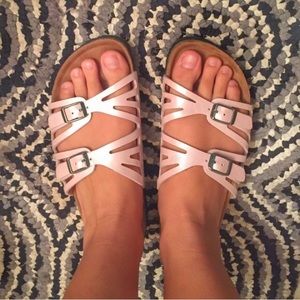 Birkenstock Granada 38 8 Light Reflective Pink EUC