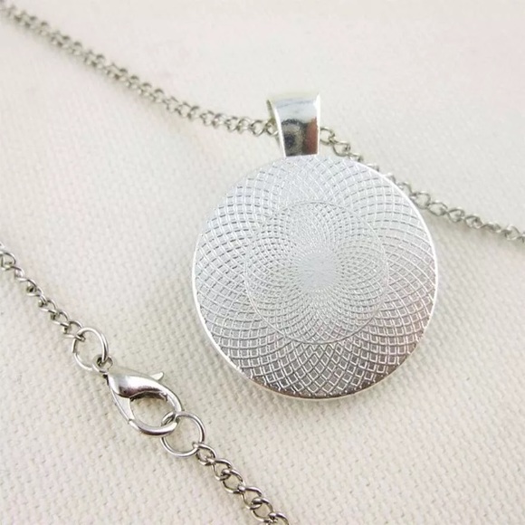 Blue Lotus Flower Glass & Silver Necklace - Picture 2 of 2