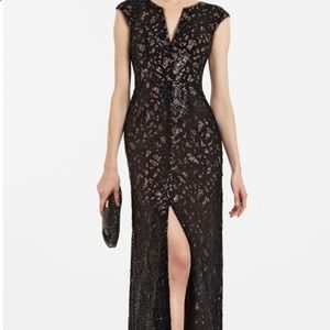 BCBGMAXAZRIA Sequin Lace Evening Gown