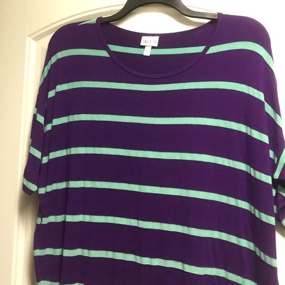 Lularoe irma purple and turquoise stripe