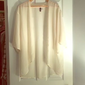 Oversized sheer white kimono