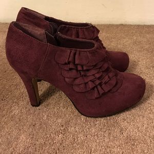 Madden girl purple ruffle booties