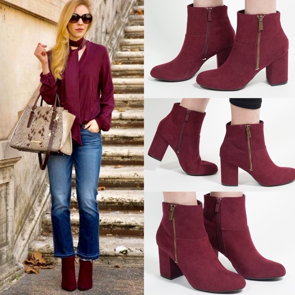 🚨1 HR SALE🚨TANYA chic suede booties - WINE - Picture 4 of 4
