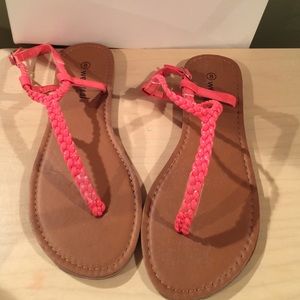pink strapped sandals