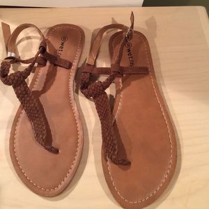brown strapped sandals