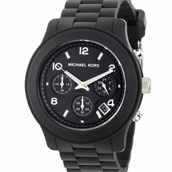 Black Michael Kors watch with silicone strap