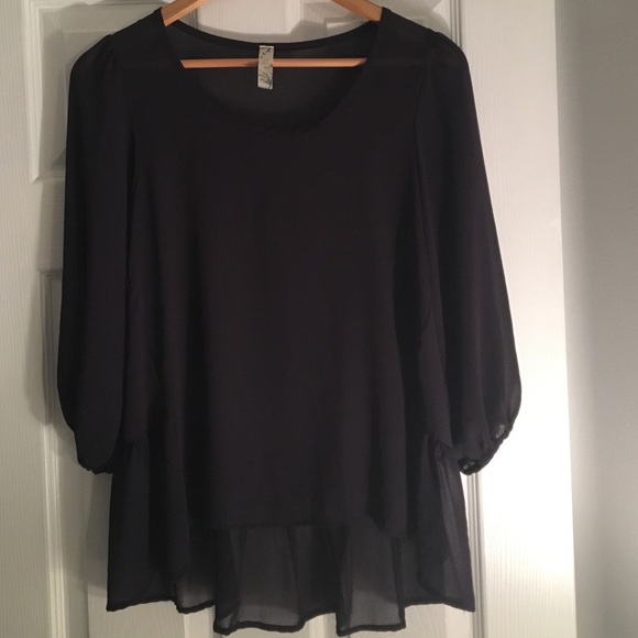 Sheer navy blouse