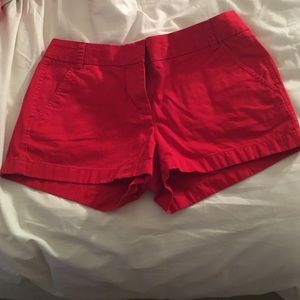 Red J crew shorts