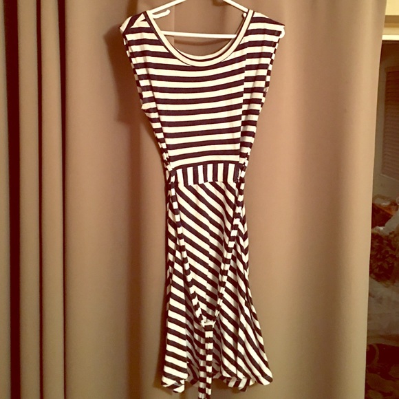 Navy and white striped sundress