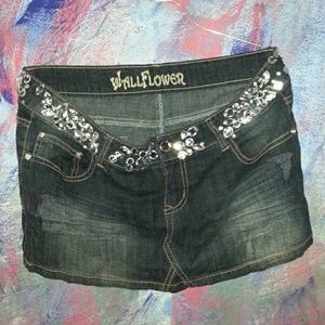 Wallflower Rhinestone waist jean mini skirt