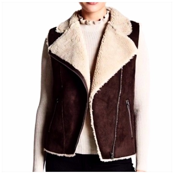 Velvet Western Chic Dark Brown Faux Shearling Vest