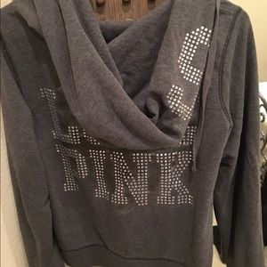 VS PINK GRAY BLING HOODIE