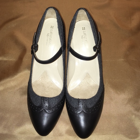 Naturalizer Black & Gray Drake Mary Jane
