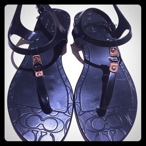 New Coach black strapy jelly sandals