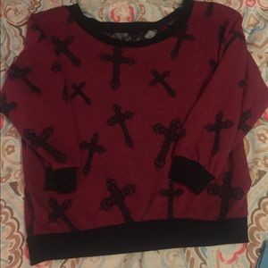 Cross print top with lace back