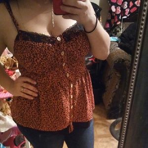 Papaya top with print