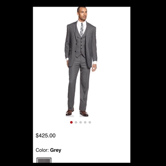 Perry Ellis Portfolio Suit StretchSharkskin Vested - Picture 3 of 4