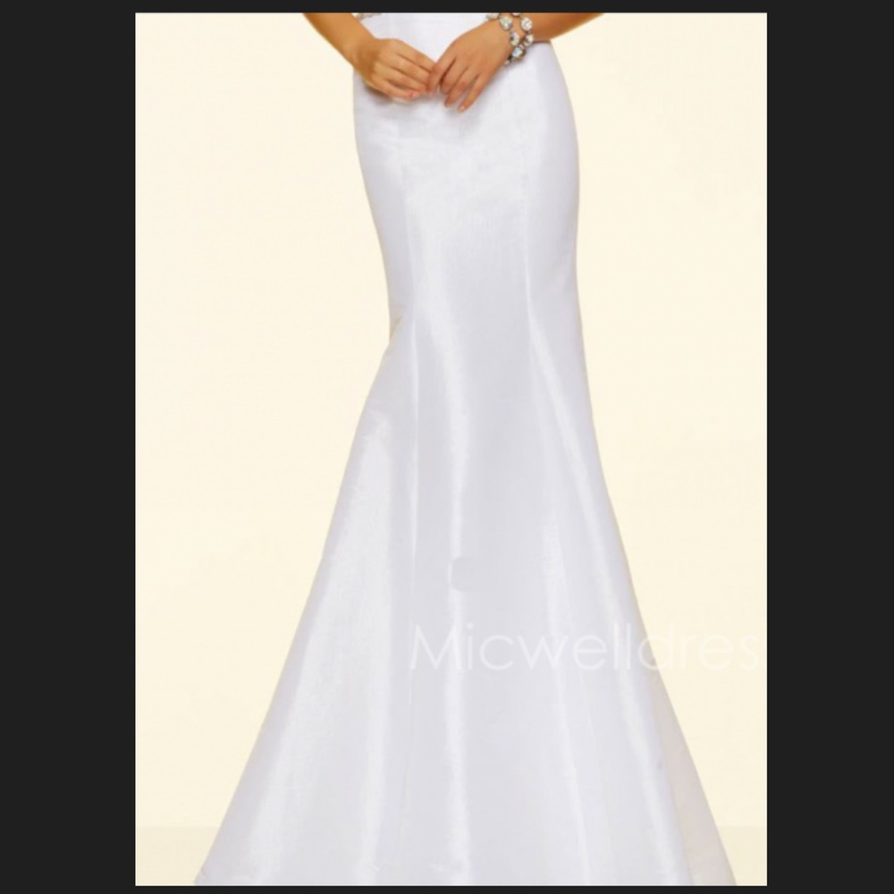 Long white satin formal skirt