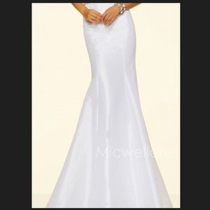 Long white satin formal skirt