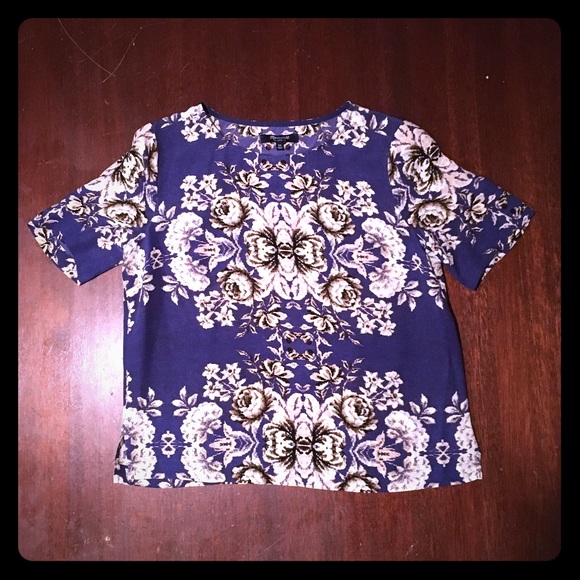 Madewell floral patterned blue blouse