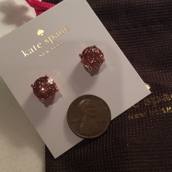 Kate Spade Rose Gold Glitter Studs - Picture 3 of 3