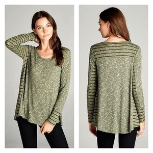 In Stock! 💖 NWT - Olive/Grey Ribbed Jersey Top.