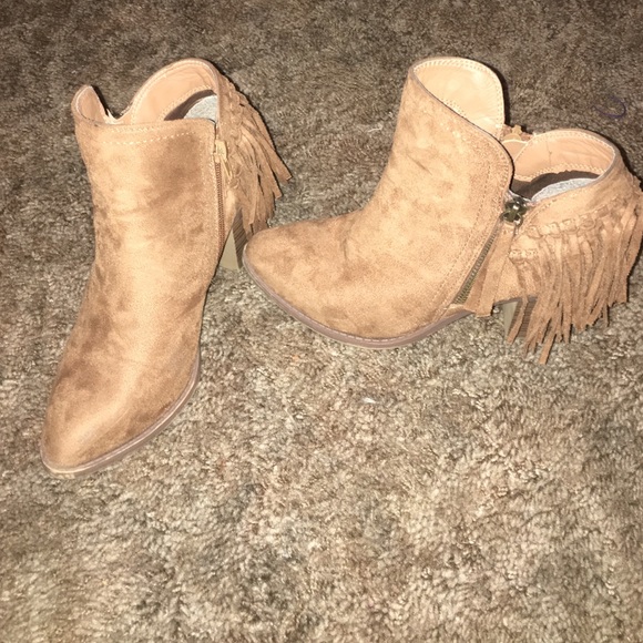 Tan suede booties