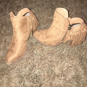 Tan suede booties
