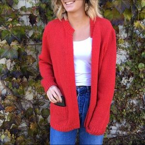 Red cardi with pockets