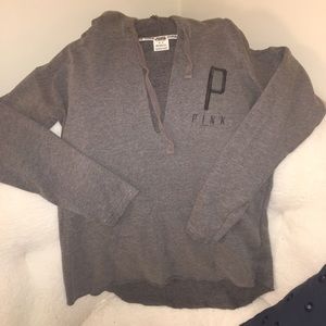PINK gray V-neck hoodie