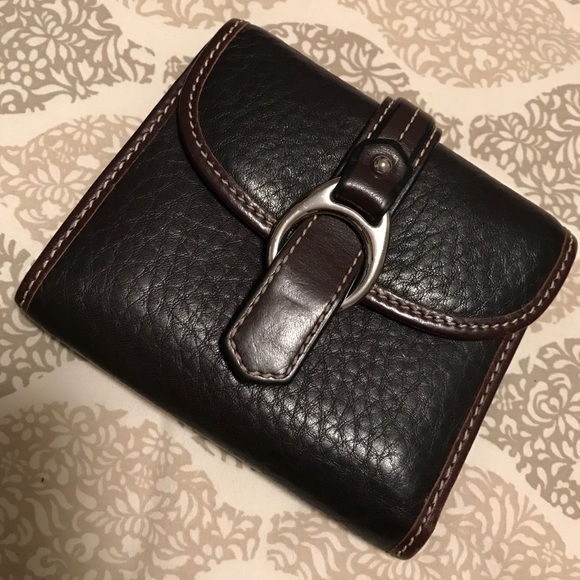 Dooney and Bourke brown leather tri fold wallet