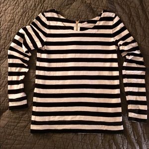 J. Crew Striped Zipper Back Long Sleeve Shirt