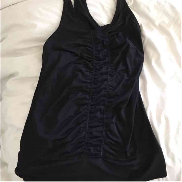 Zella Sheer Mesh Panel Black Workout Top L