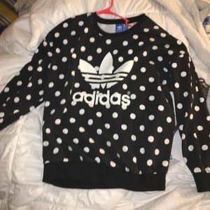 ADIDAS Sweatshirt - Black and White Polka Dots
