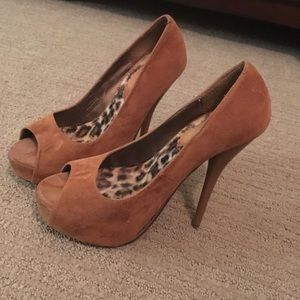 Brown suede heels