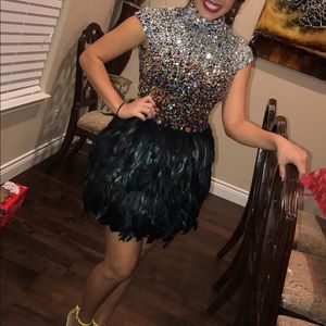 black feather skirt with stunning beading.....