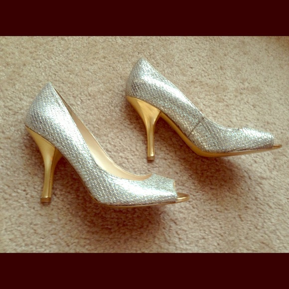 Nine West silver and gold heels