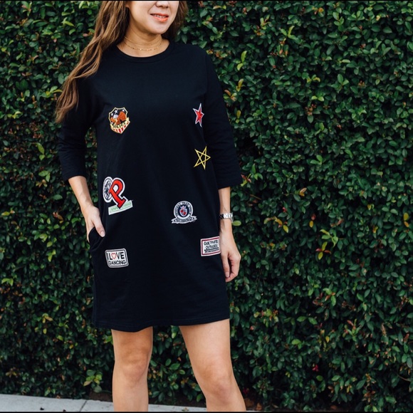 BLACK PATCH T SHIRT DRESS