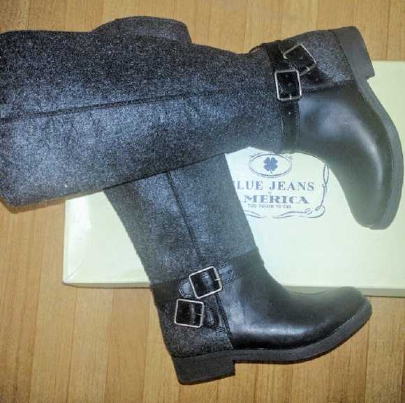 Lucky Brand FALTA Leather Wool Riding Boots 6.5