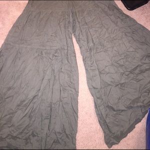 Green wide legged pants