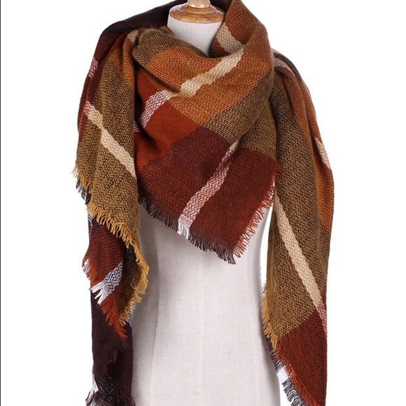 Coffee Tartan Blanket Plaid Blanket Scarf