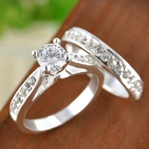 925 SS, 1.3CT Cubic Zirconia Solitaire Bridal Set
