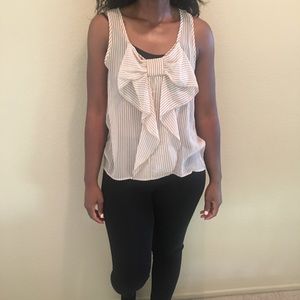 Tan & White See through bow top