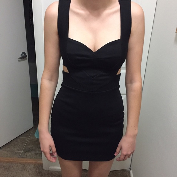 Black Body Con Strappy Cut Out Clubbing Dress